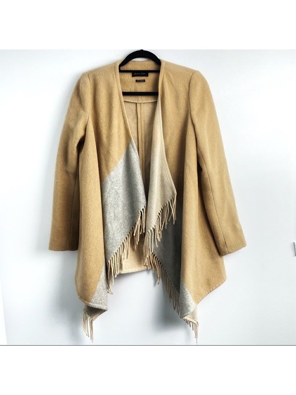 Massimo Dutti wool blend fringe poncho
